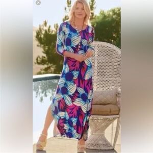 Soft Surroundings Serena Maxi Dress Floral Print Size 1X